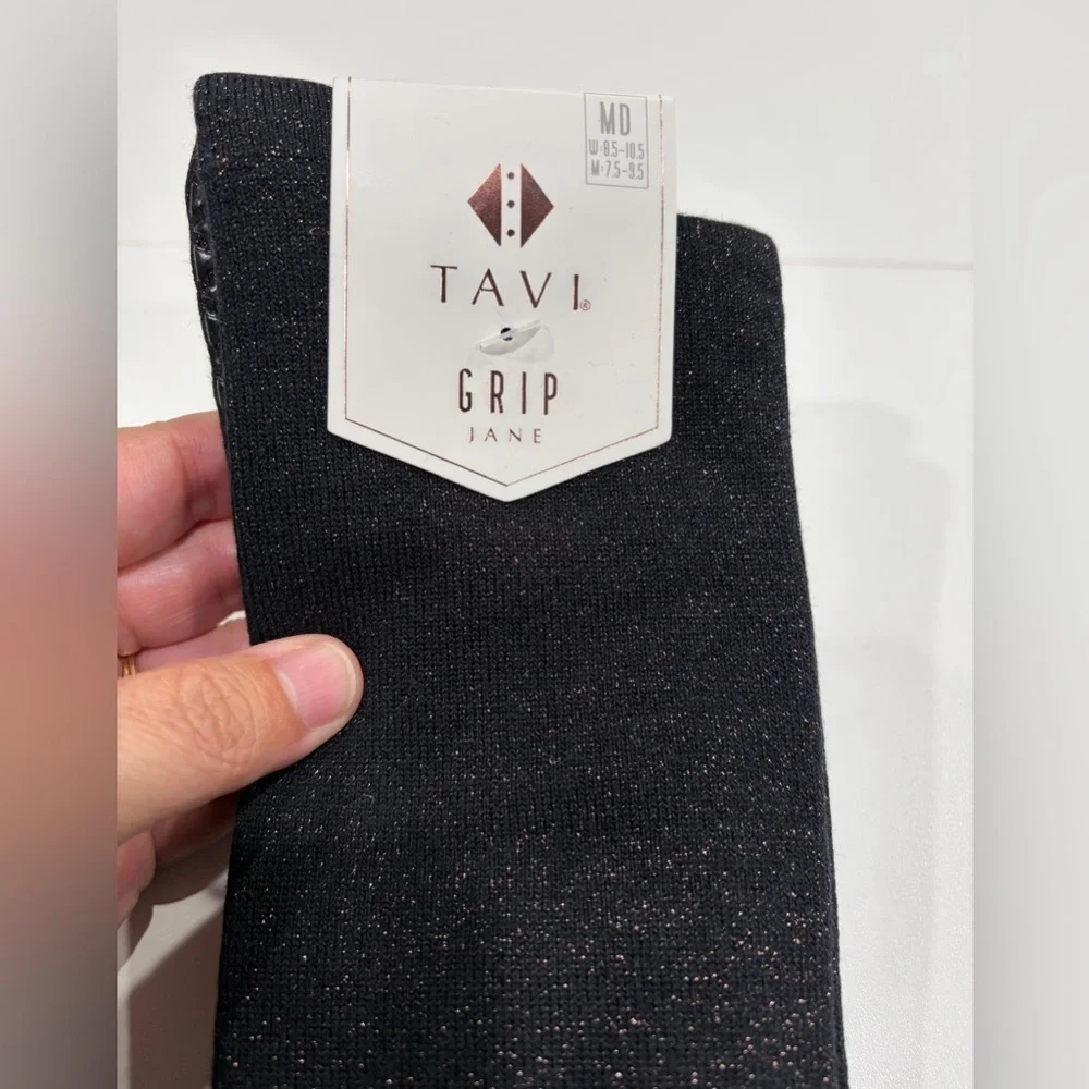 Tavi Jane Grip Socks Medium Embers Black NWT Knee High Length Pilates Studio